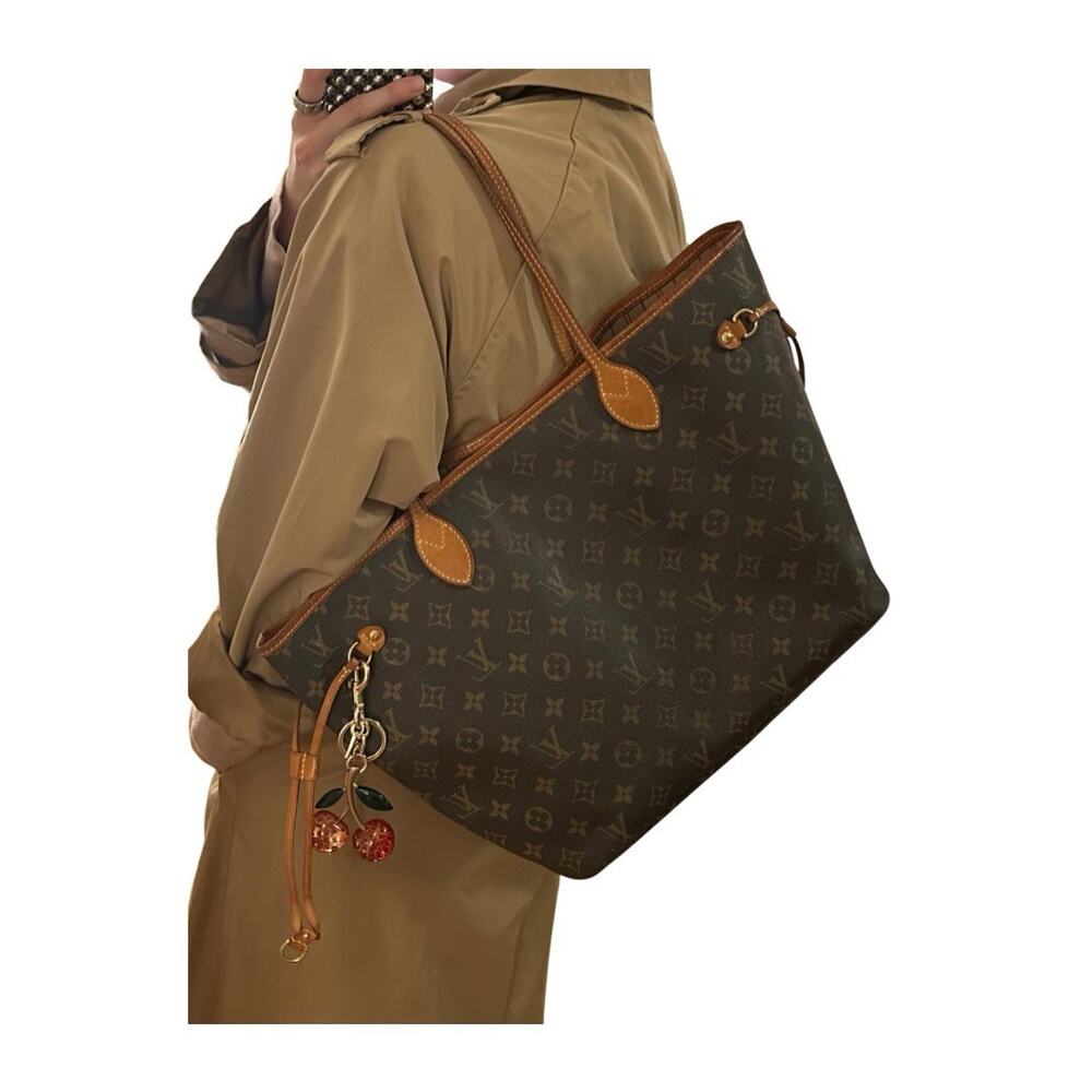 AUTH Louis Vuitton Neverfull MM Canvas Monogram Brown Shoulder Tote Bag M40156